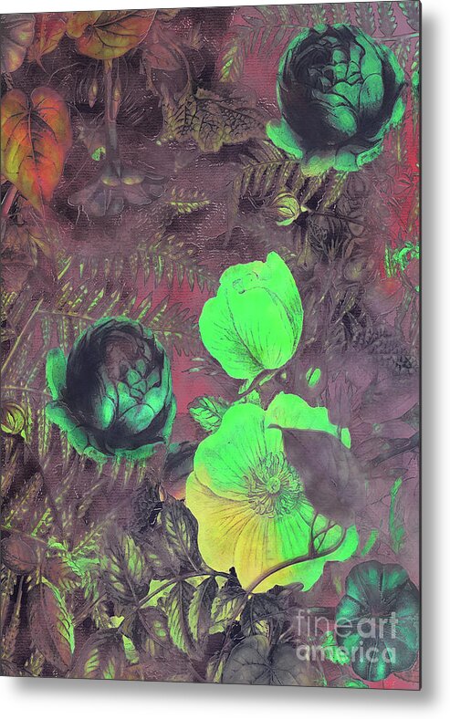 Flower Metal Print featuring the digital art Flora #flowers #pattern by Justyna Jaszke JBJart