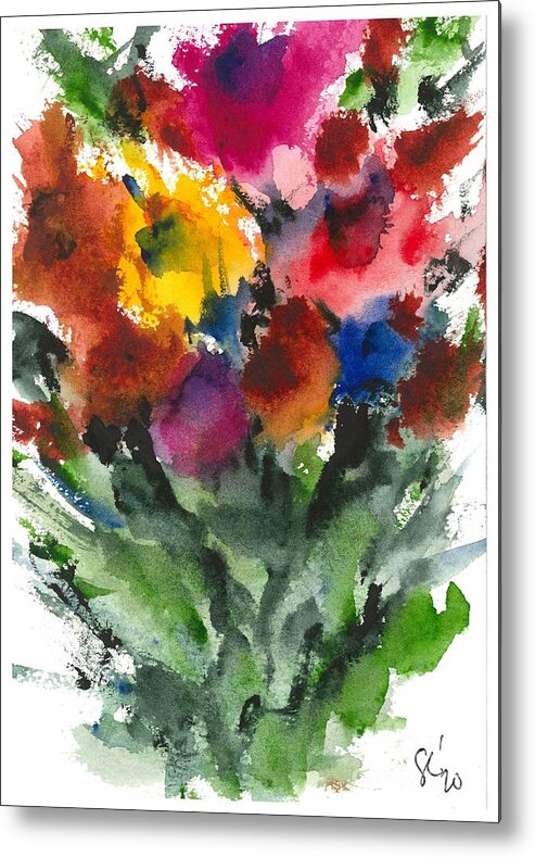 Water Metal Print featuring the painting Flower_Now by Loretta Coca