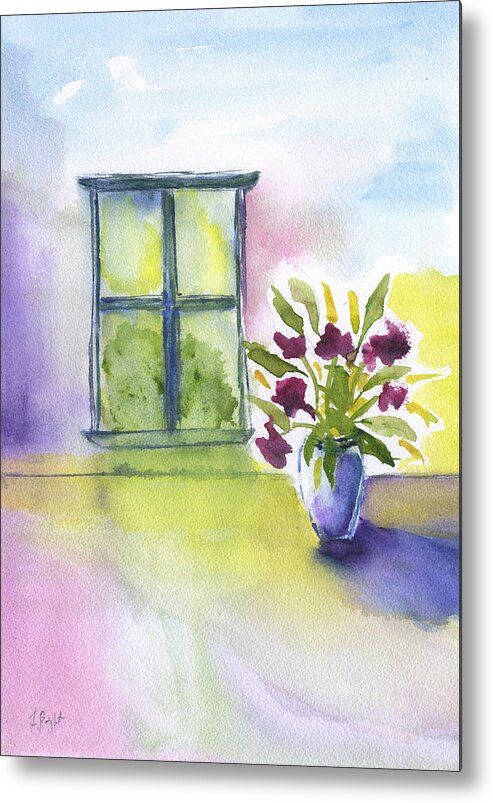 Flowers By The Window Metal Print featuring the painting Flowers By The Window by Frank Bright