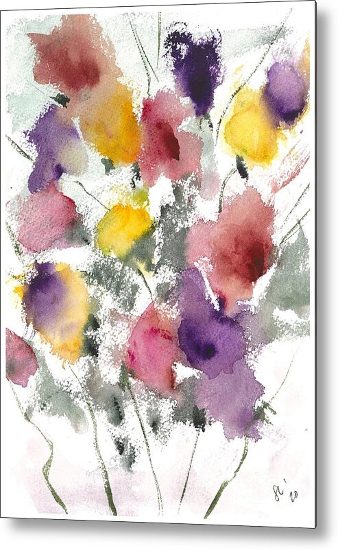 Water Metal Print featuring the painting Flowers by Loretta Coca