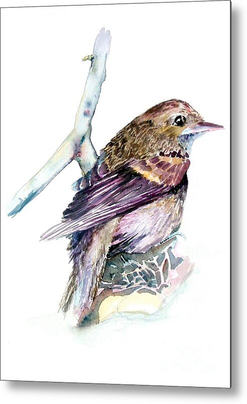 Bird Metal Print featuring the painting Flycatcher by Mindy Newman