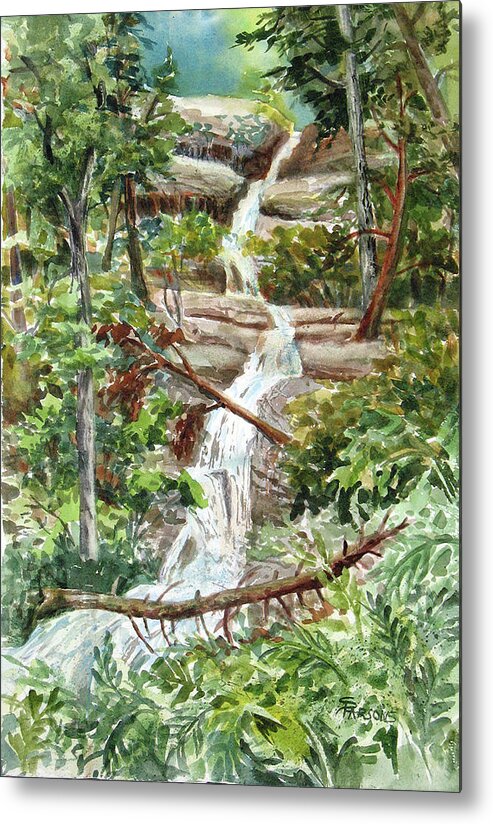 Parsons Metal Print featuring the painting Forest Waterfall by Sheila Parsons