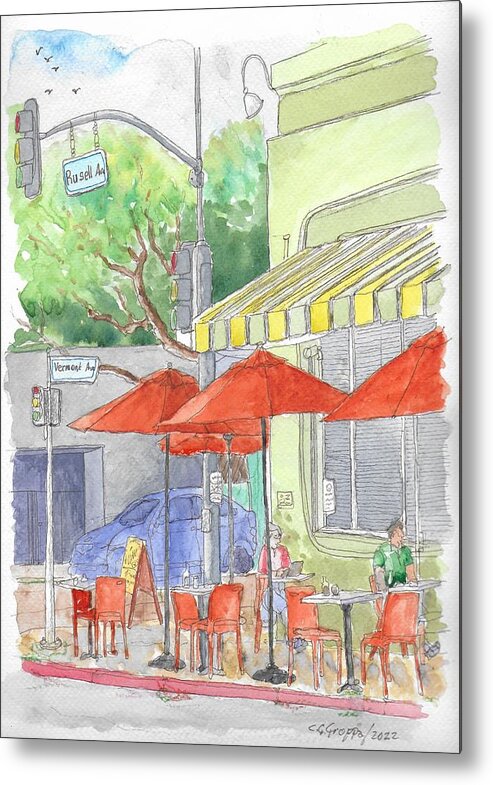 Fred 62 Metal Print featuring the painting Fred 62 Cafe in Los Feliz, California by Carlos G Groppa