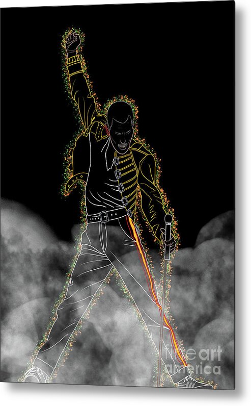 Freddie Mercury Metal Print featuring the digital art Freddie Mercury Smoke by Marisol VB