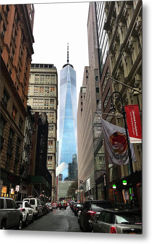 Freedom Tower Metal Print featuring the photograph Freedom Tower Stands Sentry by Lorraine Devon Wilke