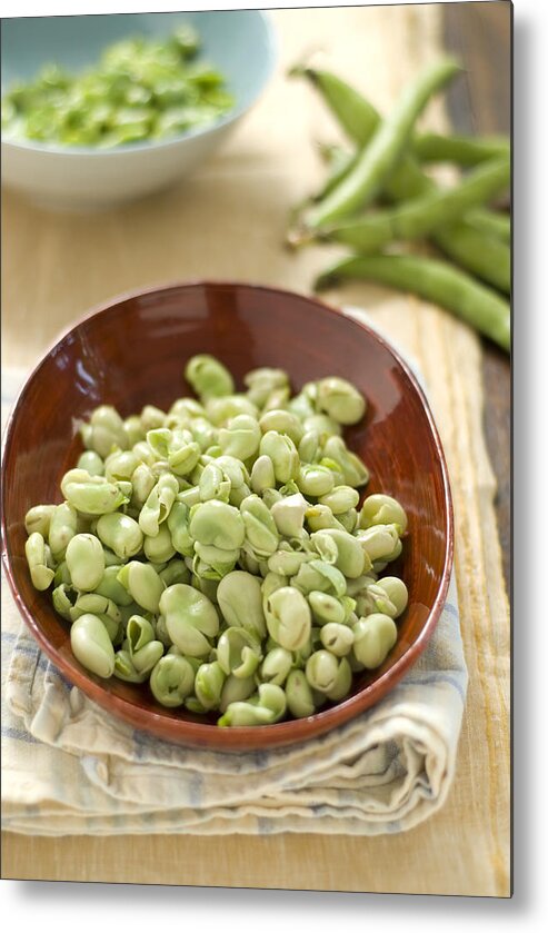 Dish Towel Metal Print featuring the photograph Fresh fava skins by Melina Hammer