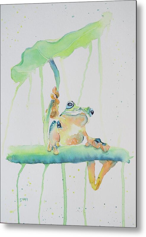 Frog Metal Print featuring the painting Funky Frog by Sandie Croft