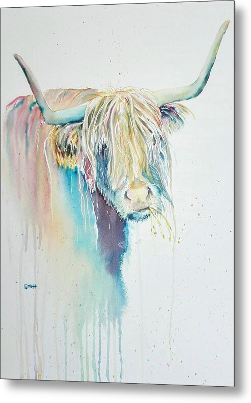Ox Metal Print featuring the painting Funky Ox by Sandie Croft