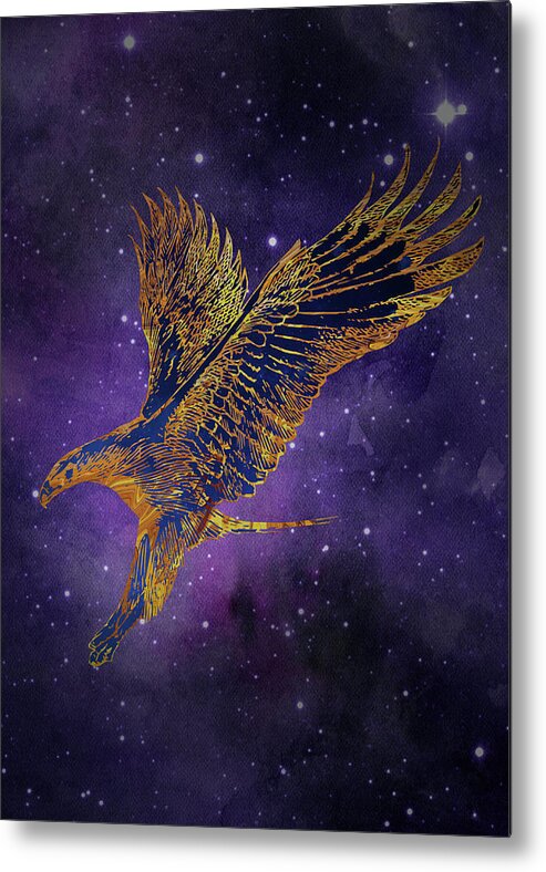 Hawk Metal Print featuring the digital art Galaxy Hawk by Sambel Pedes