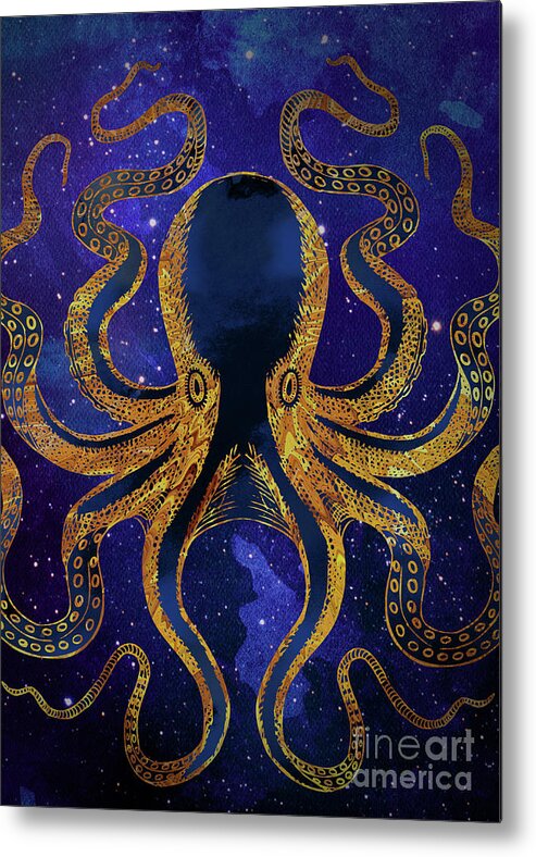 Galaxy Metal Print featuring the digital art Galaxy Octopus by Sambel Pedes