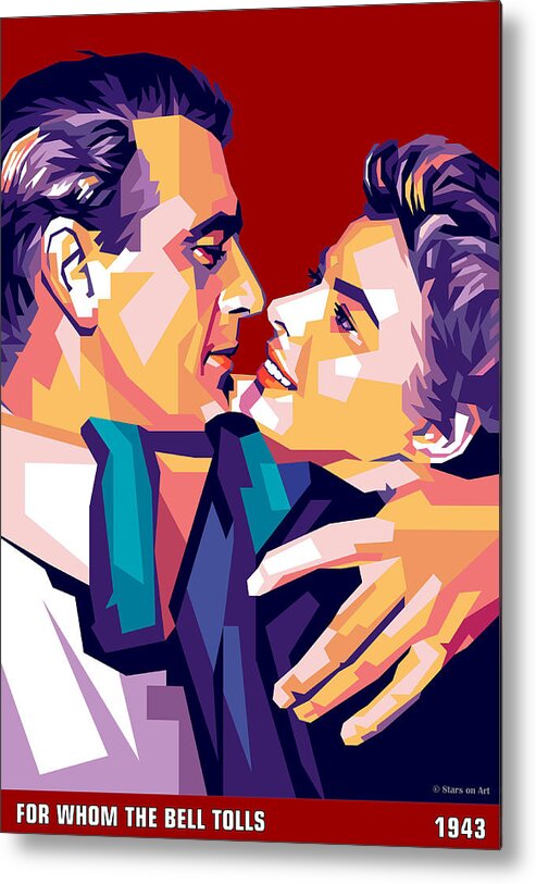 Gary Cooper Metal Print featuring the digital art Gary Cooper and Ingrid Bergman by Movie World Posters