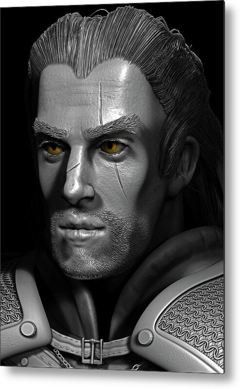 Witcher Metal Print featuring the digital art Geralt of Rivia Portrait by Rose Lewis