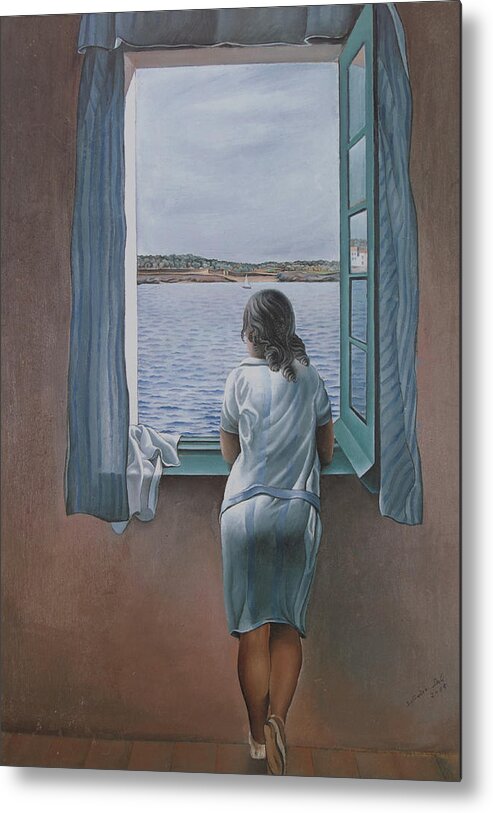 Salvador Dali Metal Print featuring the painting Girl at a Window by Salvador Dali