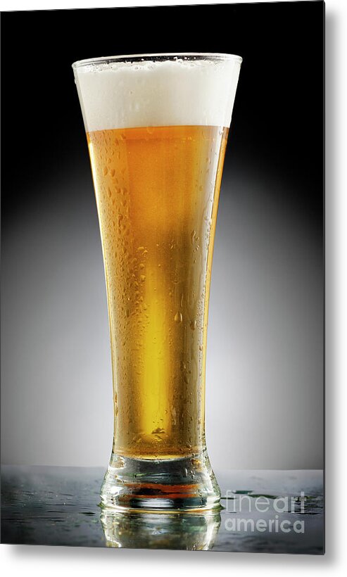 Beer Metal Print featuring the photograph Glass of Beer by Jelena Jovanovic
