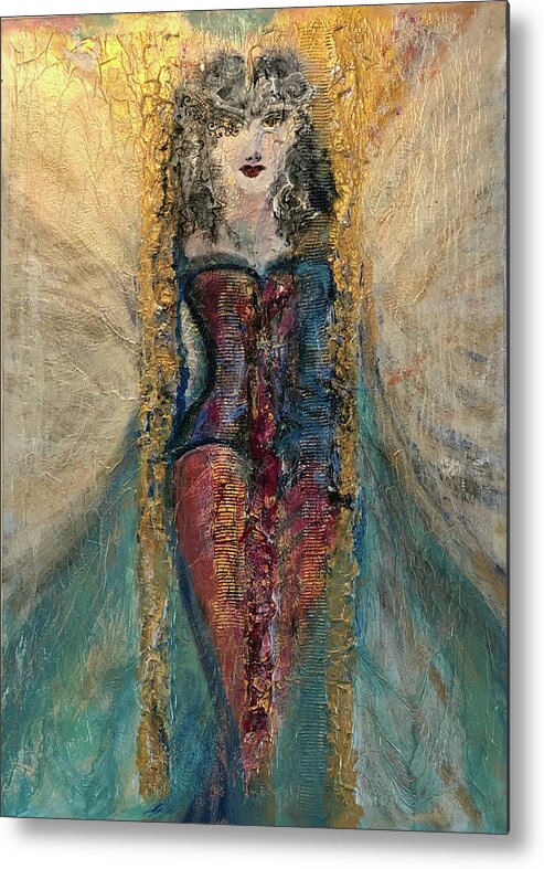 Woman Metal Print featuring the painting Goddess of Love by Leslie Porter