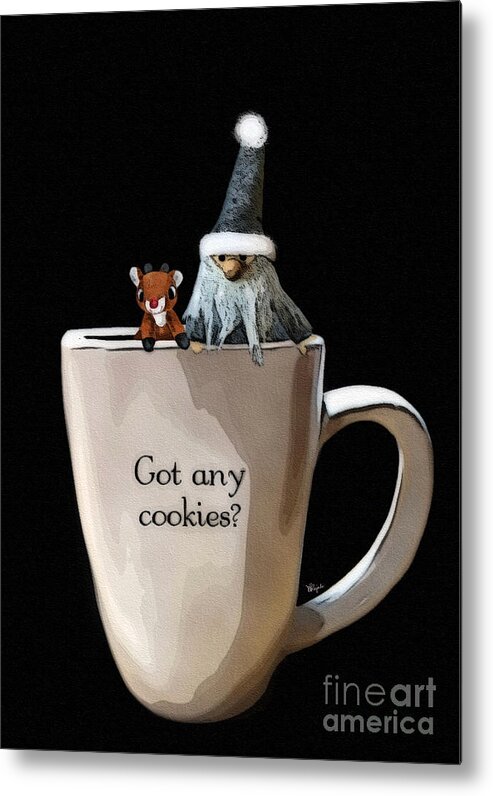Cup Metal Print featuring the digital art Got any Cookies 2 by Diana Rajala