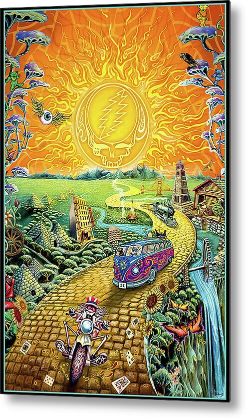 Grateful Dead Metal Print featuring the digital art Grateful Dead Golden Road Poster by Chalcon Slime