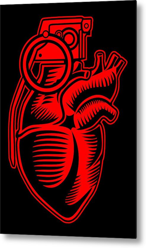 Human Metal Print featuring the digital art Grenade heart by Long Shot