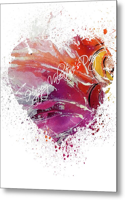 Heart Metal Print featuring the mixed media Happy Valentines's Day by Moira Law