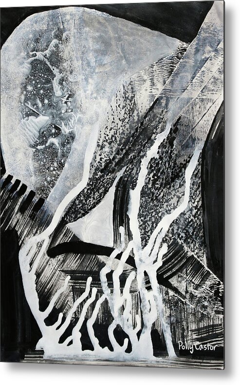 Black And White Metal Print featuring the painting Hidden Hot Springs by Polly Castor