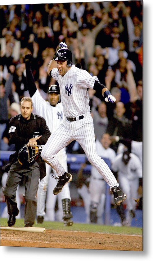 Game Two Metal Print featuring the photograph Hideki Matsui and Derek Jeter by Al Bello