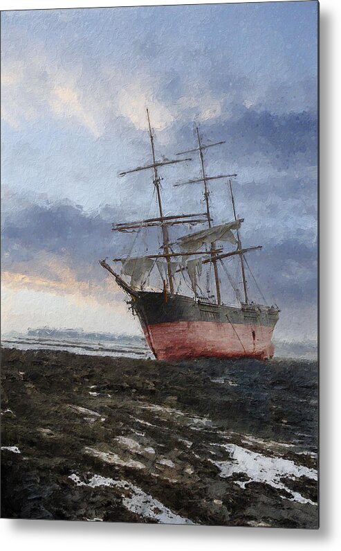 Sailing Ship Metal Print featuring the digital art High and dry by Geir Rosset