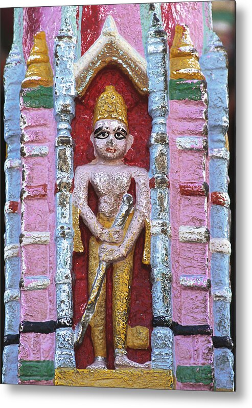 Hinduism Metal Print featuring the photograph India, Ahmedabad, sacred divinity statuette by Laurence Mouton