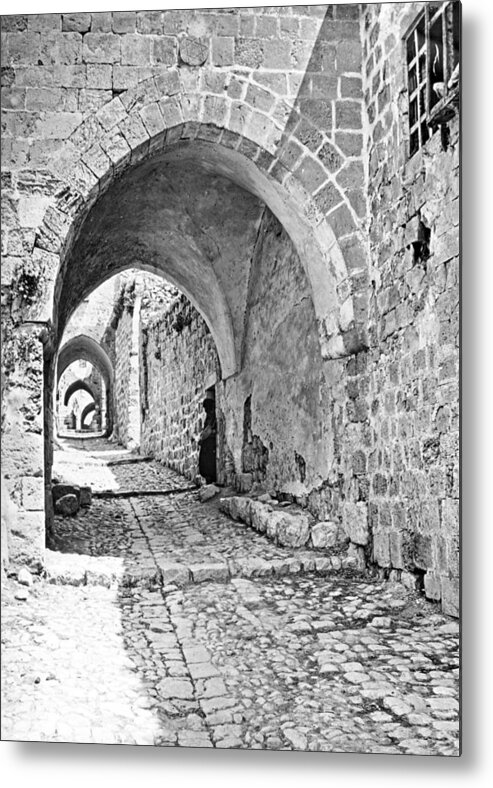 Jerusalem Metal Print featuring the photograph Jerusalem Arches in 1910 by Munir Alawi