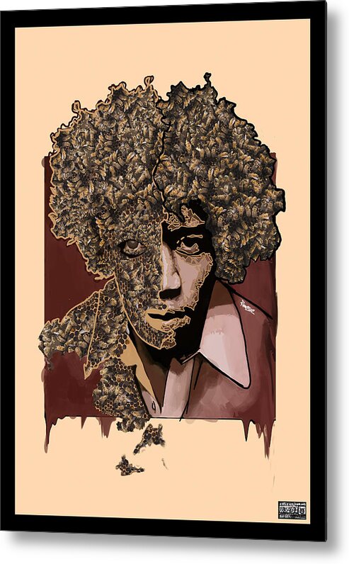 Portrait Metal Print featuring the digital art Jimmi hendrix by Ralaindimby Heryzo