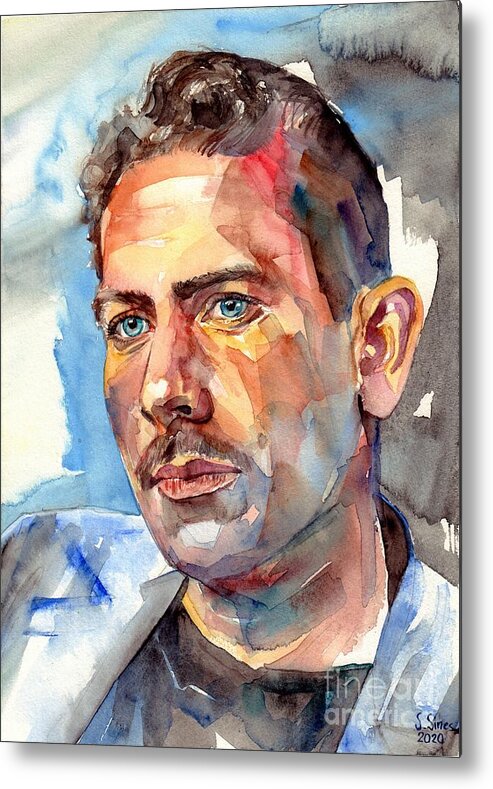 John Steinbeck Metal Print featuring the painting John Steinbeck Portrait by Suzann Sines
