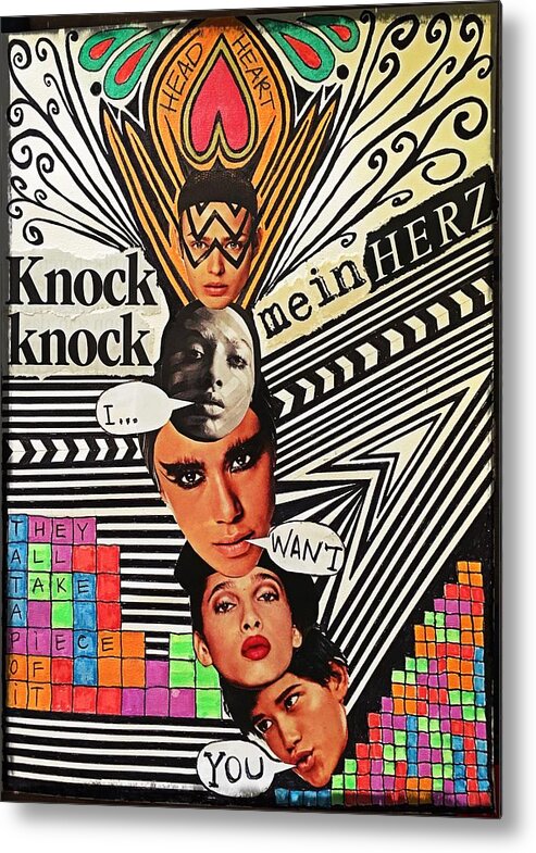 Collage Metal Print featuring the digital art Knock Knock by Tanja Leuenberger