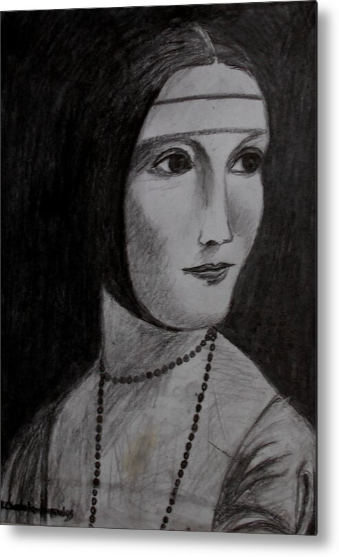 Women Metal Print featuring the painting Lady without hermine by Konstantinos Charalampopoulos