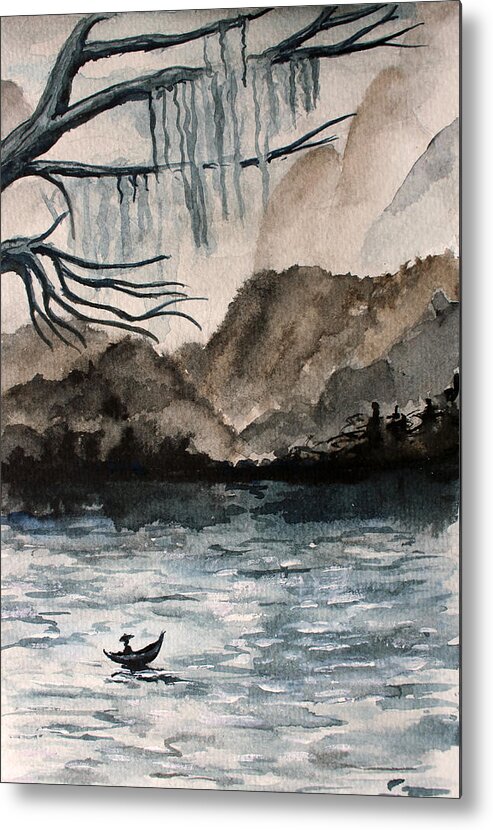 Beautiful Metal Print featuring the painting Lake by Medea Ioseliani