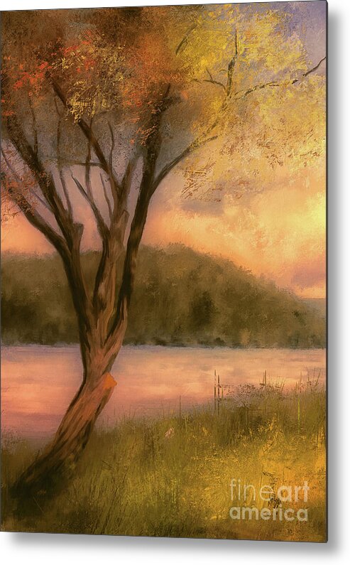 Autumn Metal Print featuring the digital art Lakeside by Lois Bryan