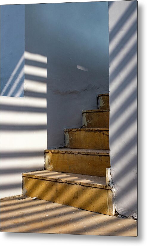 Light Metal Print featuring the photograph Light and Shadow Staircase by Prakash Ghai
