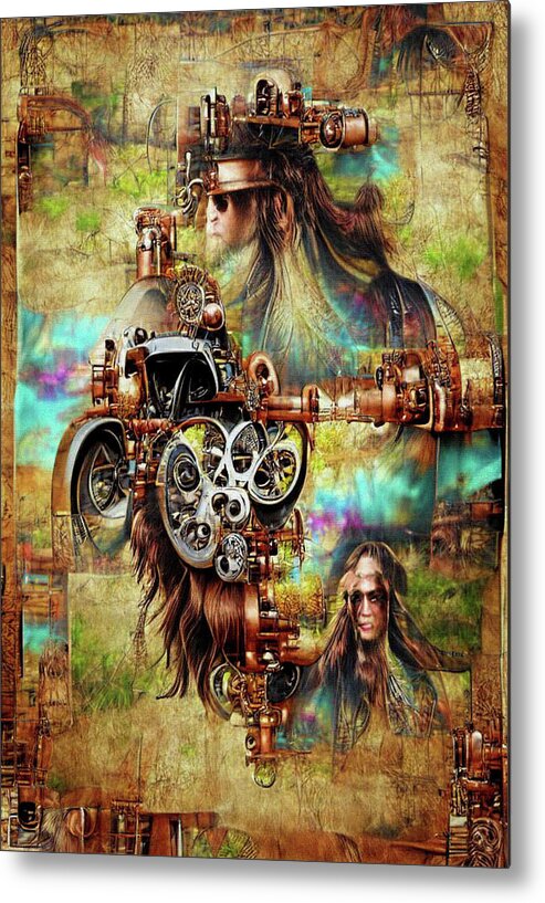  Metal Print featuring the digital art Long Haired Hippie Freak by Michelle Hoffmann
