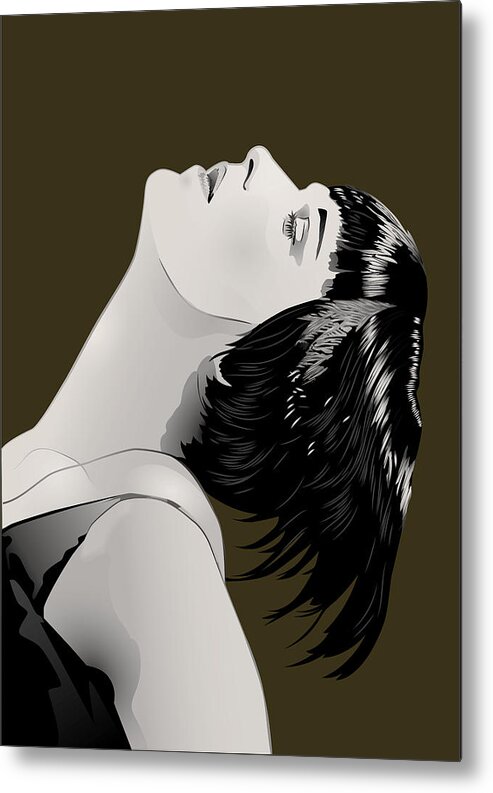 Louise Brooks Official Metal Print featuring the digital art Louise Brooks in Berlin - Ochre Umber by Louise Brooks