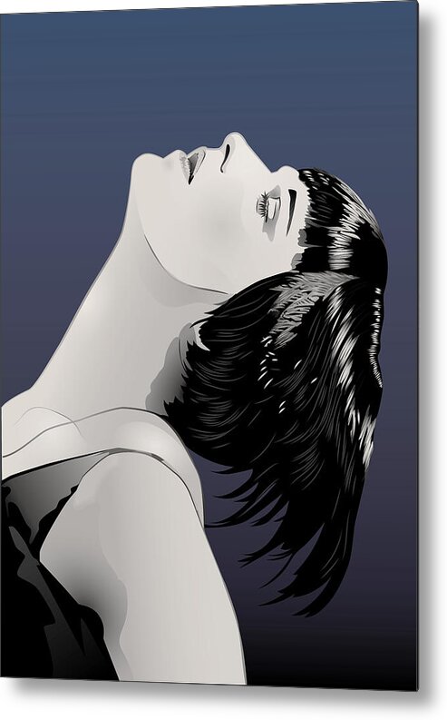 Louise Brooks Official Metal Print featuring the digital art Louise Brooks in Berlin - Sapphire Nocturne by Louise Brooks