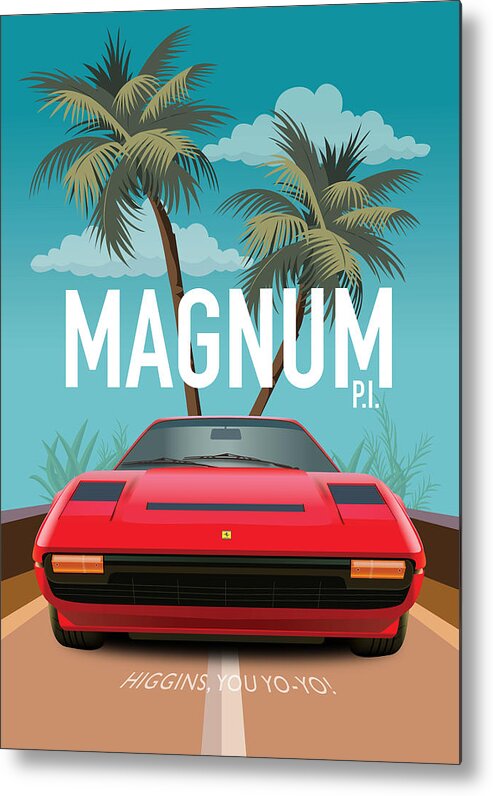 Movie Poster Metal Print featuring the digital art Magnum PI TV Series Poster by Movie Poster Boy
