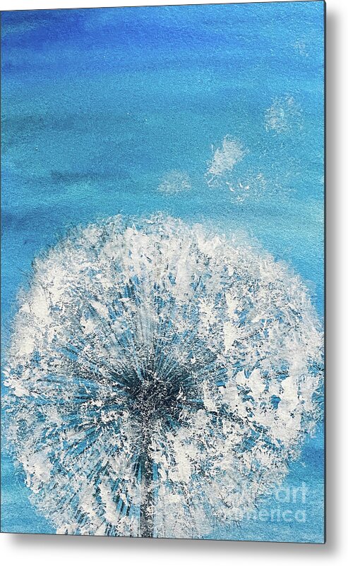 Dandelion Metal Print featuring the mixed media Make a Wish by Lisa Neuman