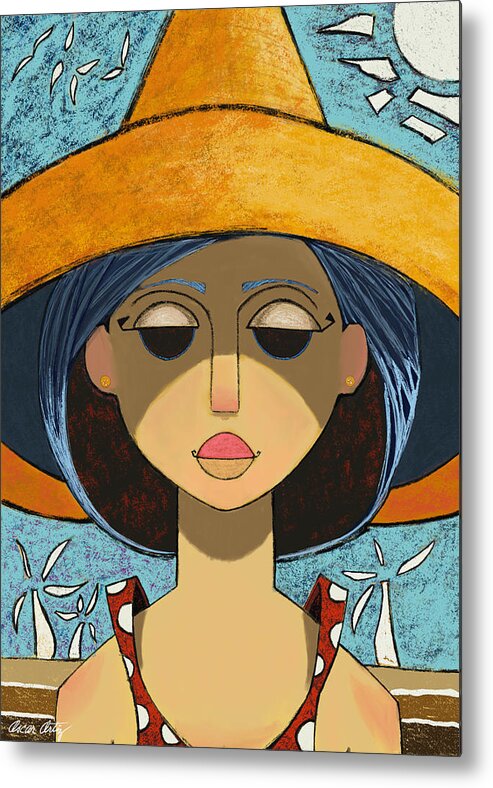 Sun Metal Print featuring the painting Marisol Humacao Puerto Rico 1970 by Oscar Ortiz