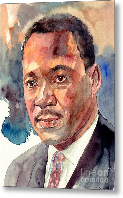 Martin Luther King Jr Metal Print featuring the painting Martin Luther King Jr. Portrait by Suzann Sines