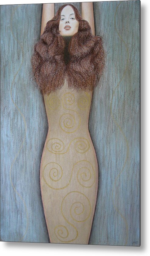 Woman Metal Print featuring the painting Mermaid by Lynet McDonald