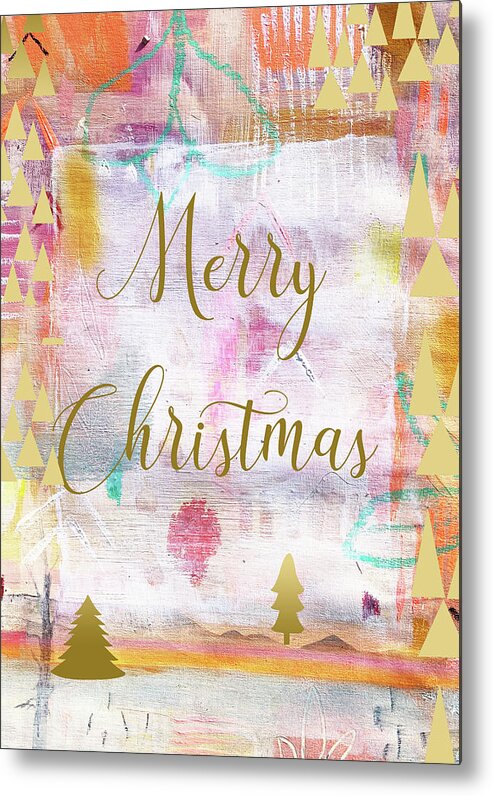 Merry Christmas Metal Print featuring the mixed media Merry Christmas by Claudia Schoen