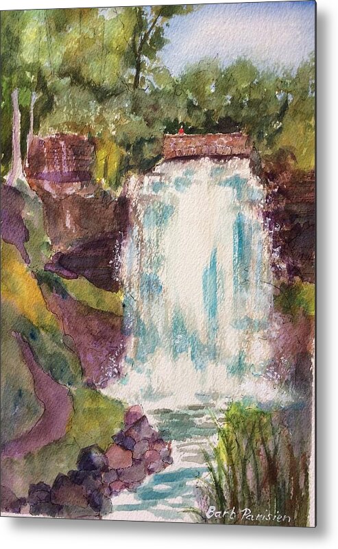 Waterfall Metal Print featuring the painting Minnehaha Falls by Barbara Parisien