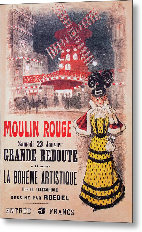 Moulin Metal Print featuring the digital art Moulin Rouge Poster by Roy Pedersen