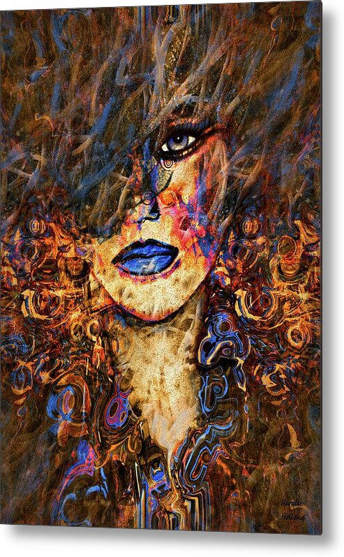 Face Metal Print featuring the painting Mysterious Nymph by Natalie Holland