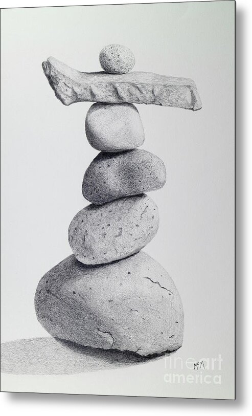 Rock Cairns Metal Print featuring the drawing Mystic Cairn 2 by Garry McMichael