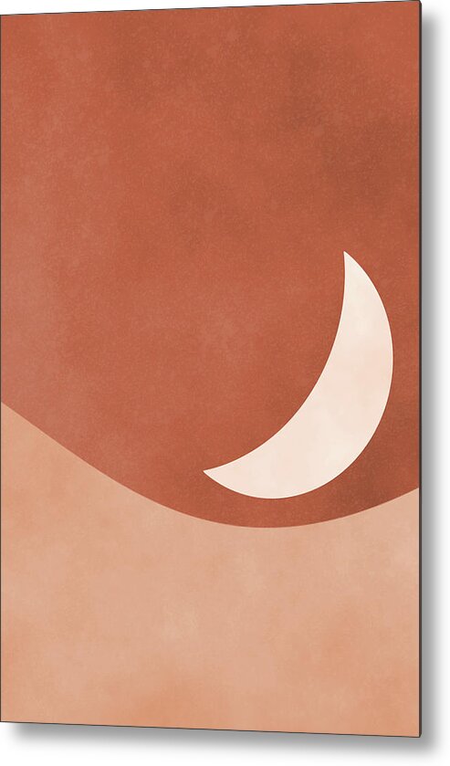 Sun Metal Print featuring the painting Sun and Moon Landscape - Paired 2 of 2 by Ink Well