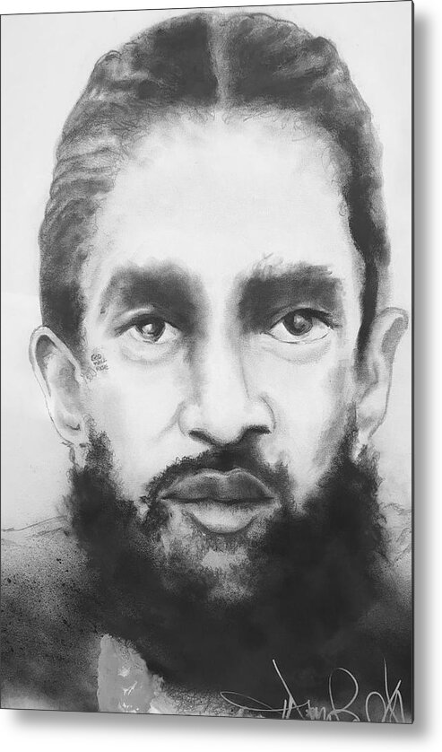  Metal Print featuring the drawing Nipsey by Angie ONeal